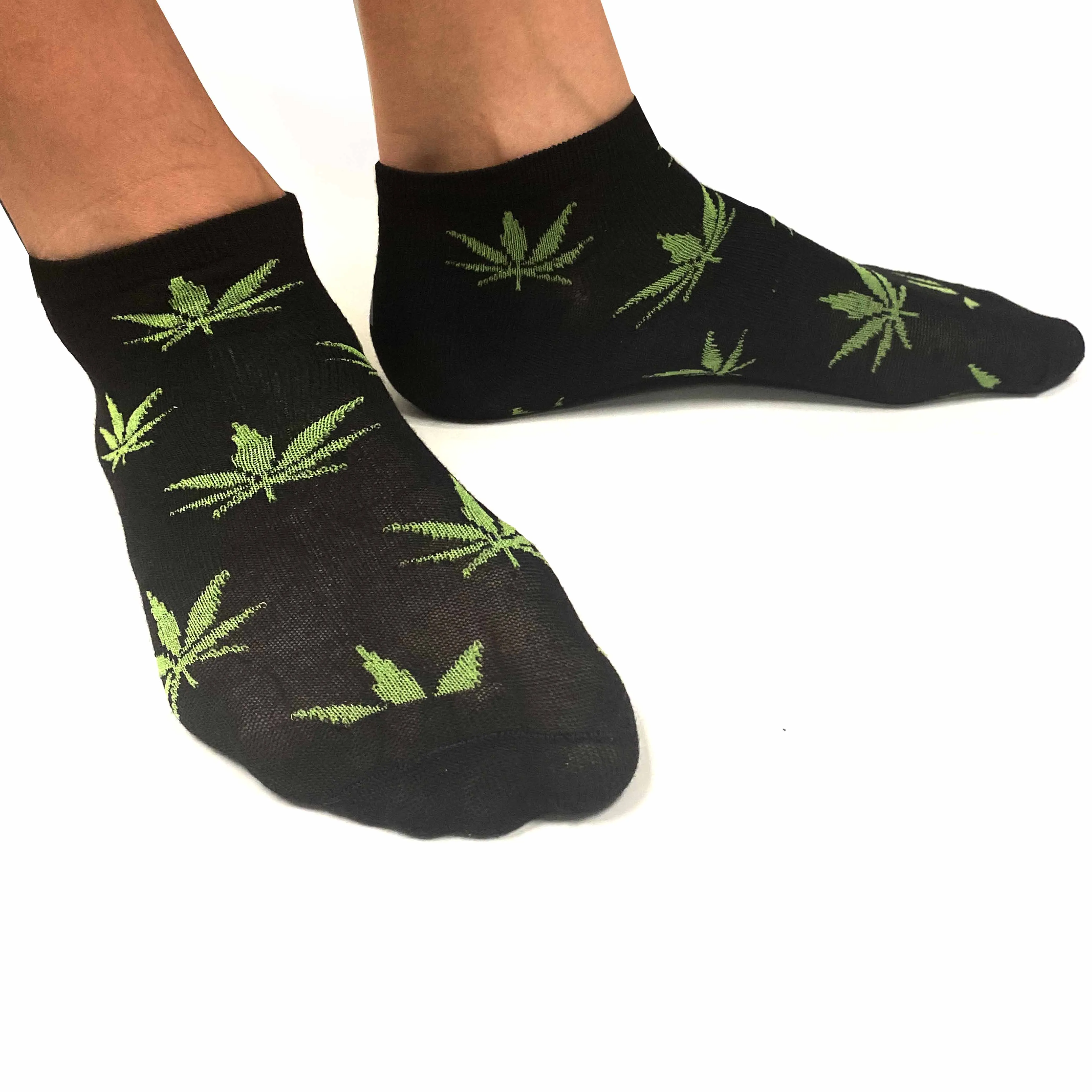 12 Pairs Mens Sports Ankle Socks Low Cut Green Leaf Pot 420 Novelty Crew 9-11