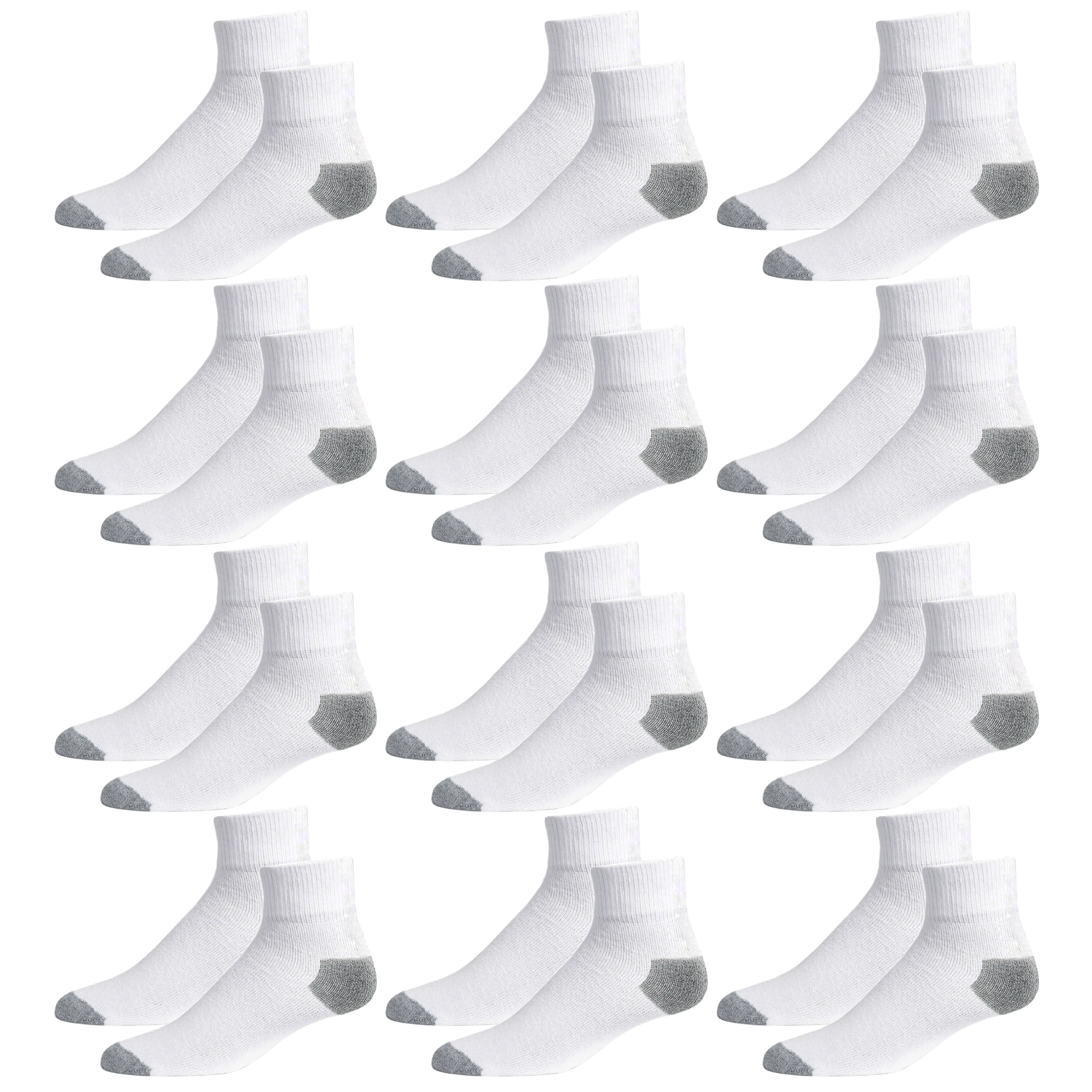 12 Pairs Mens Womens Sports Socks Ankle Low Cut Crew Quarter Comfort White 9-11