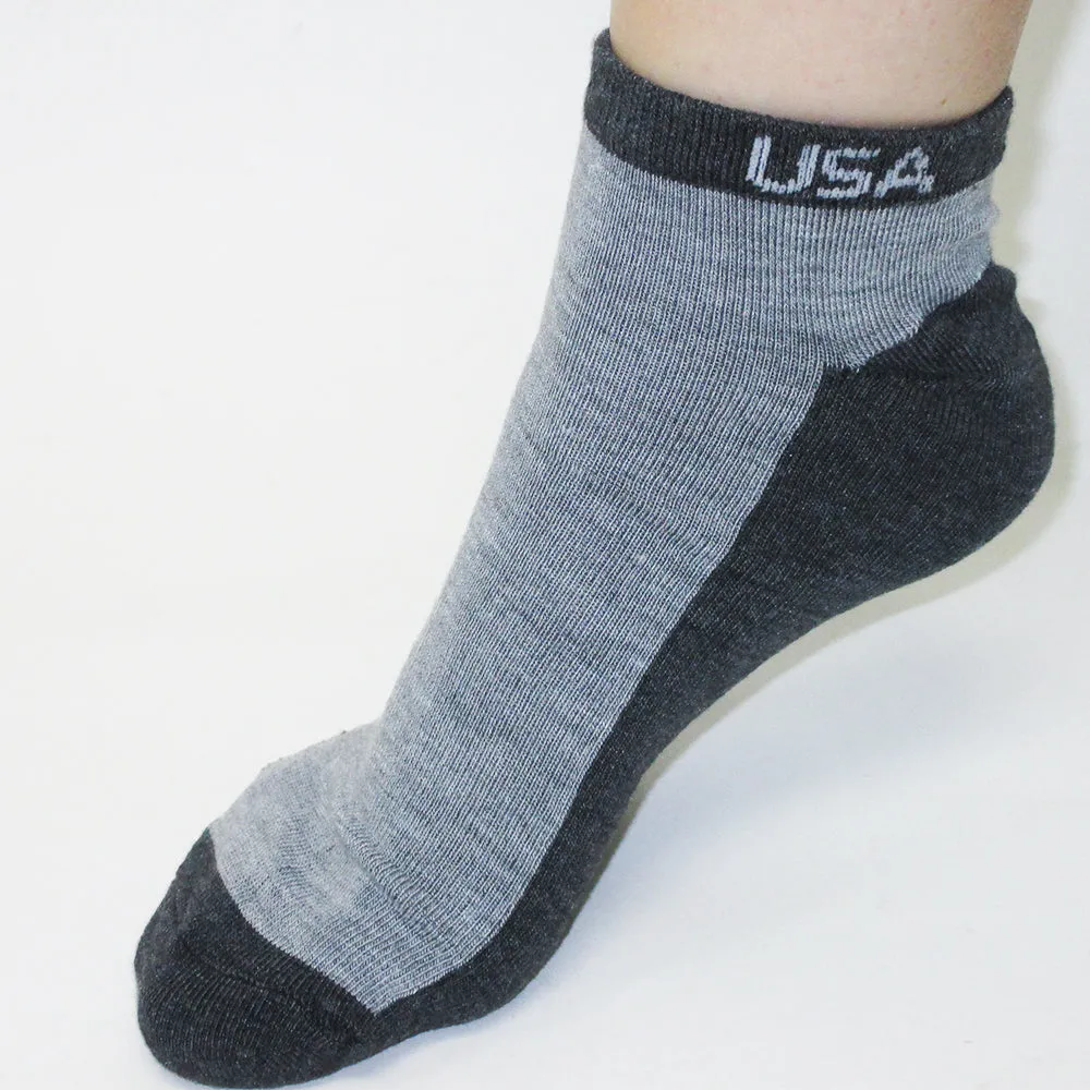 6 Pairs Low Cut Crew Mens Socks Ankle Quarter 9-11 Sport Black Grey Charcoal