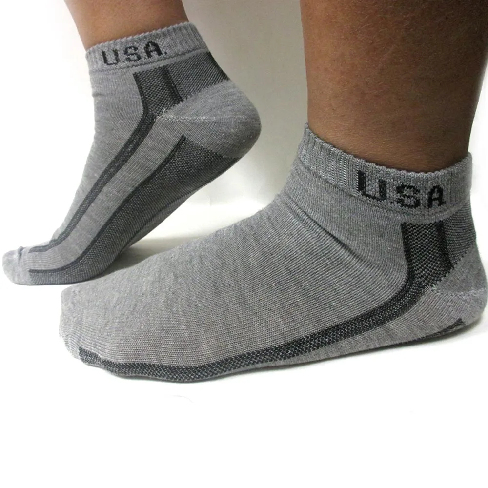 6 Pairs Low Cut Crew Mens Socks Ankle Quarter 9-11 Sport Black Grey Charcoal