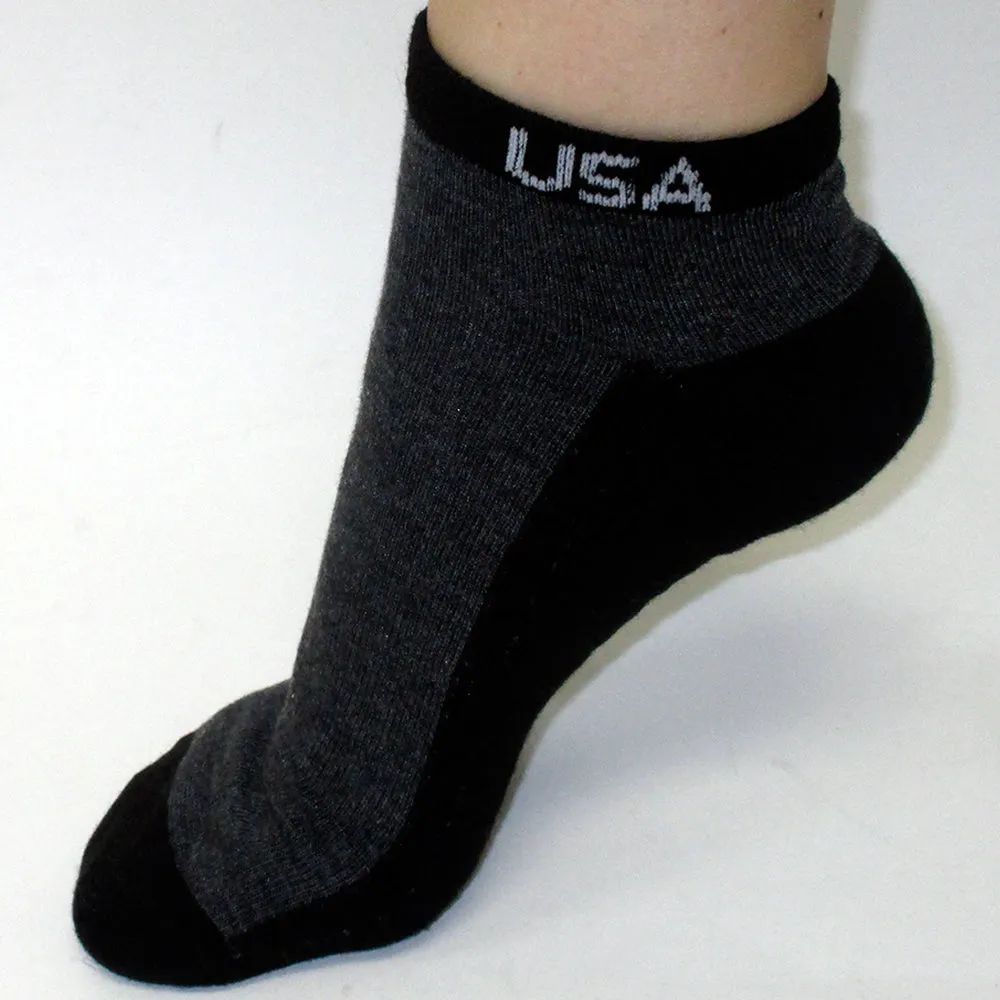 6 Pairs Low Cut Crew Mens Socks Ankle Quarter 9-11 Sport Black Grey Charcoal