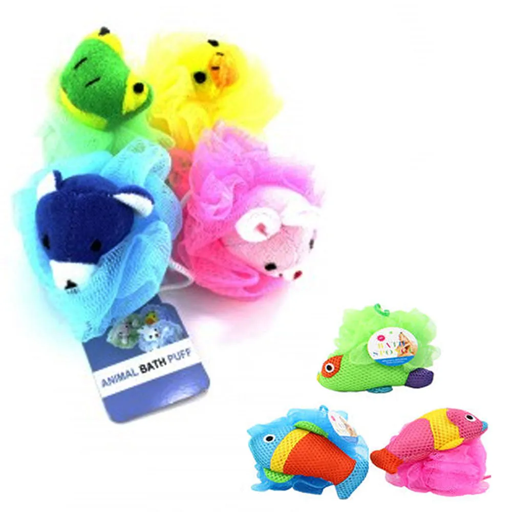 8 Baby Bath Scrub Toy Kids Sponges Mesh Sponge Puff Stuffed Animal Shower Loofah