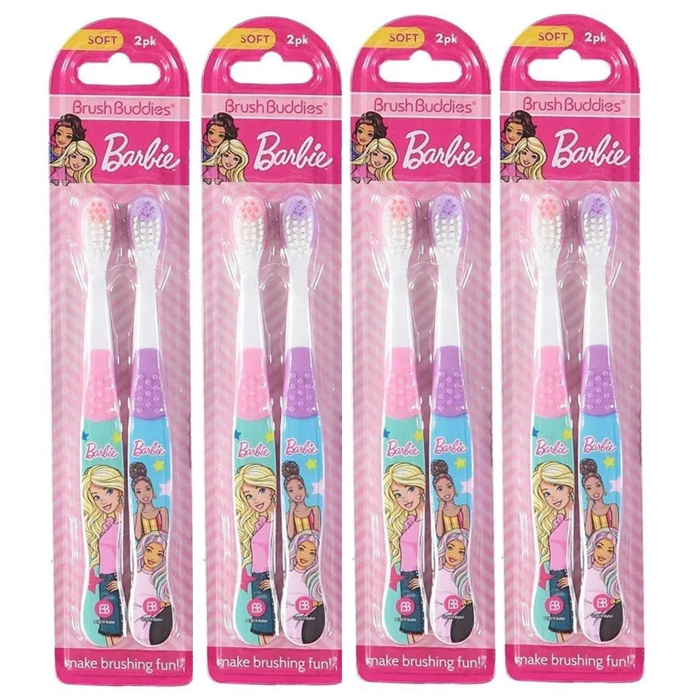 8 Barbie Soft Toothbrush Brush Buddies Teeth Girls Toddler Oral Care Fun Clean