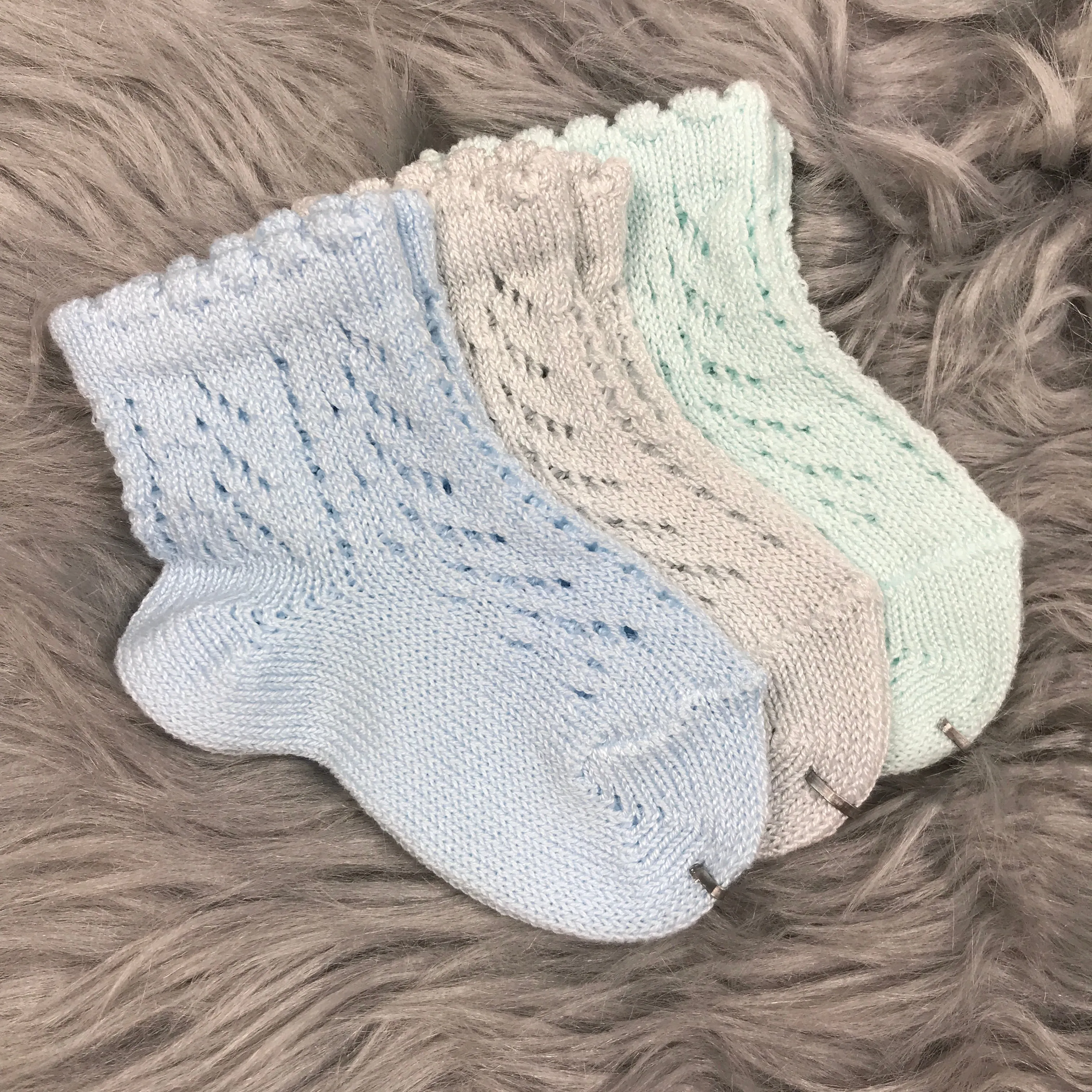Ankle High White Open Weave Spanish Socks