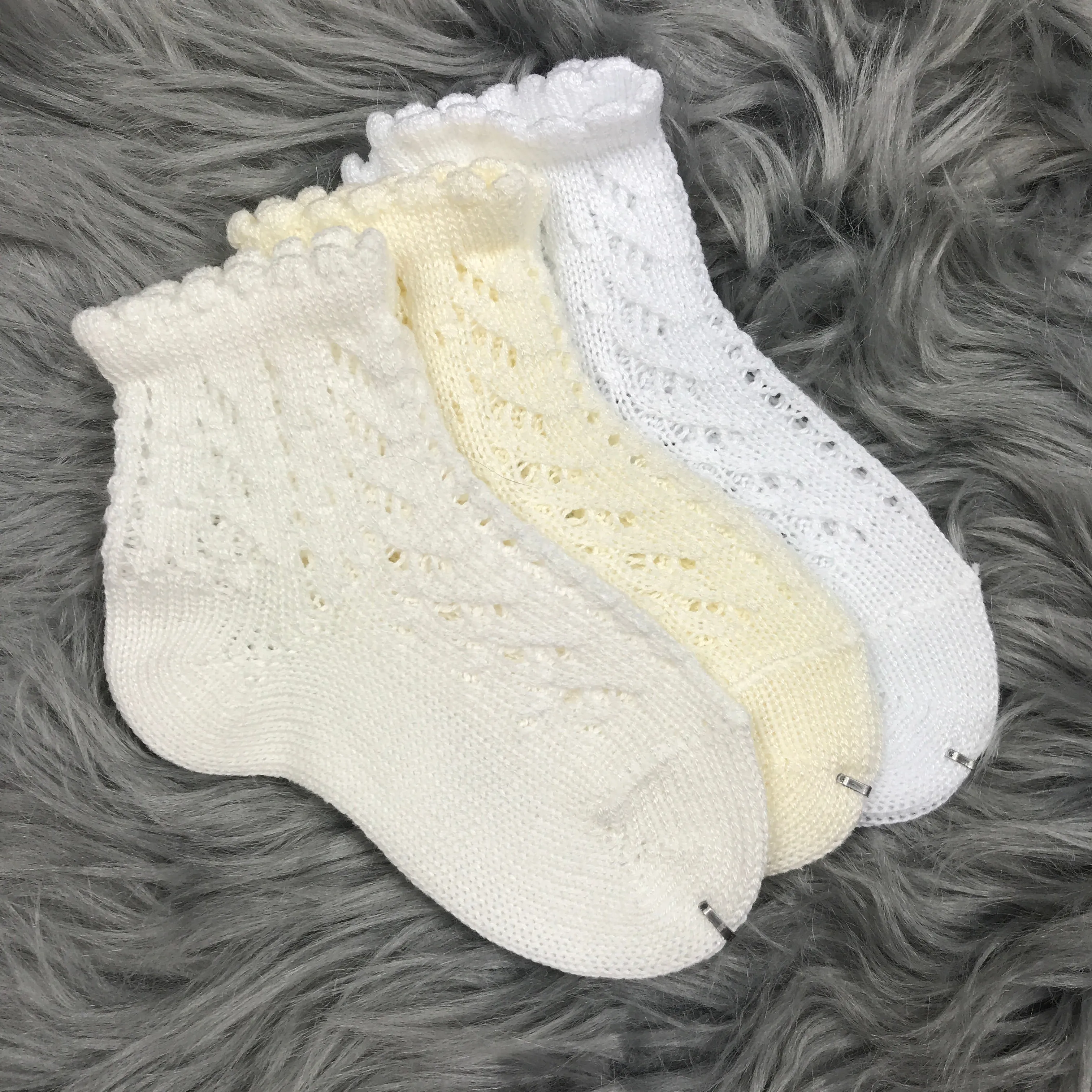 Ankle High White Open Weave Spanish Socks