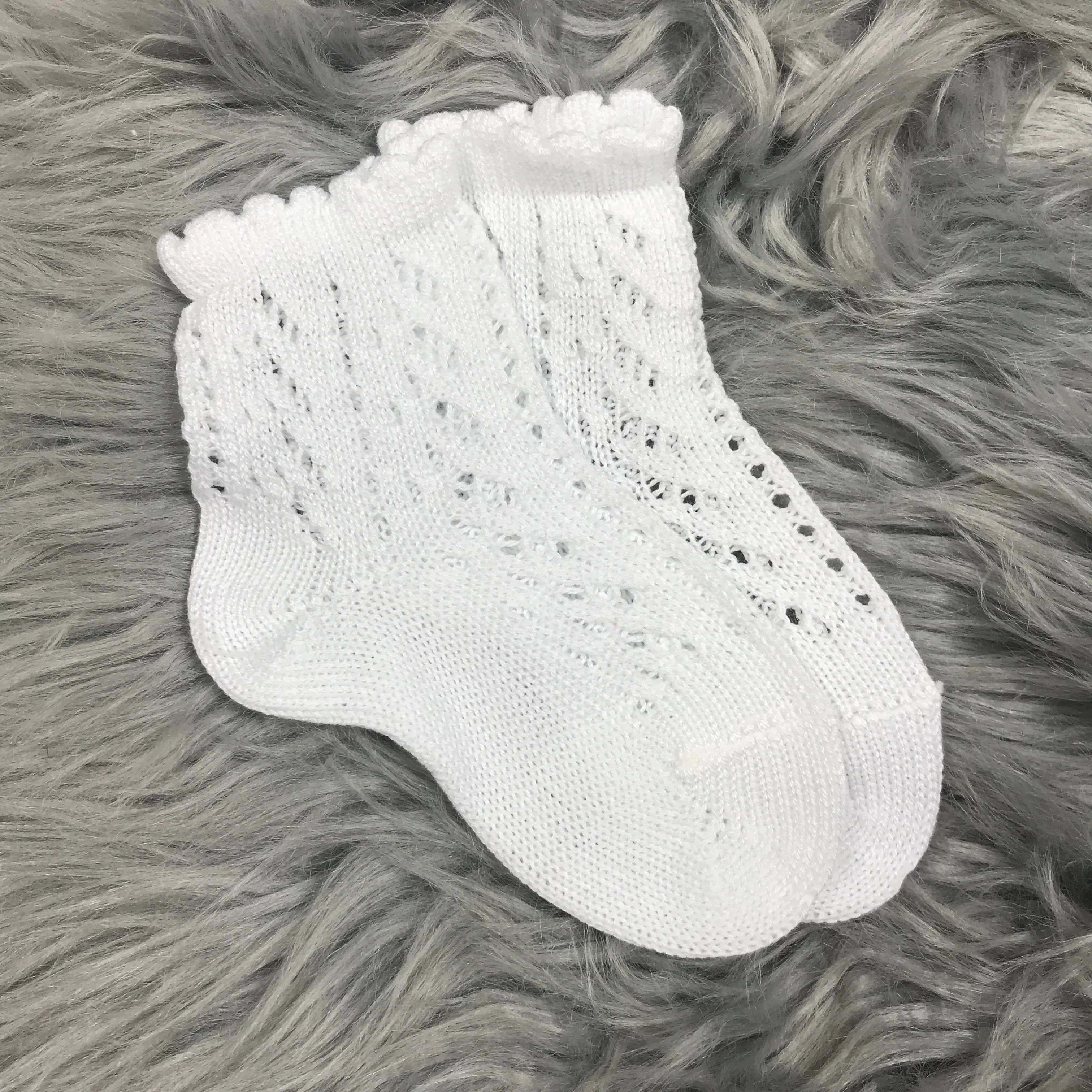 Ankle High White Open Weave Spanish Socks