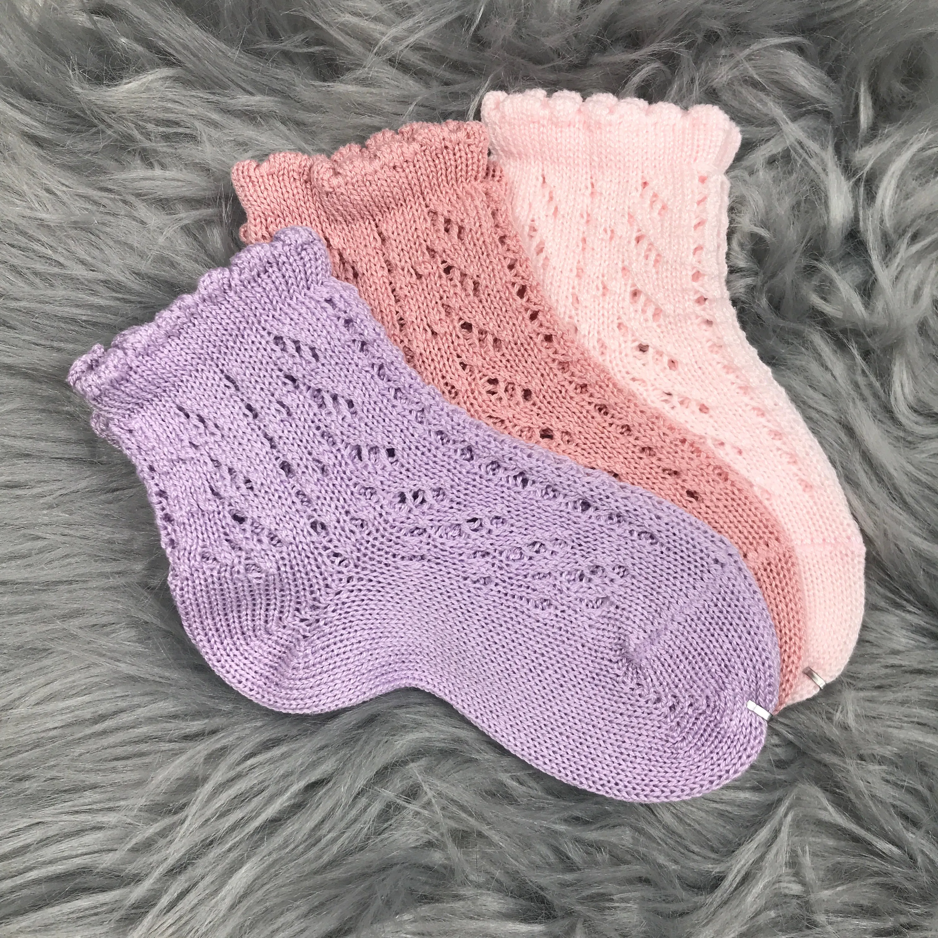 Ankle High White Open Weave Spanish Socks