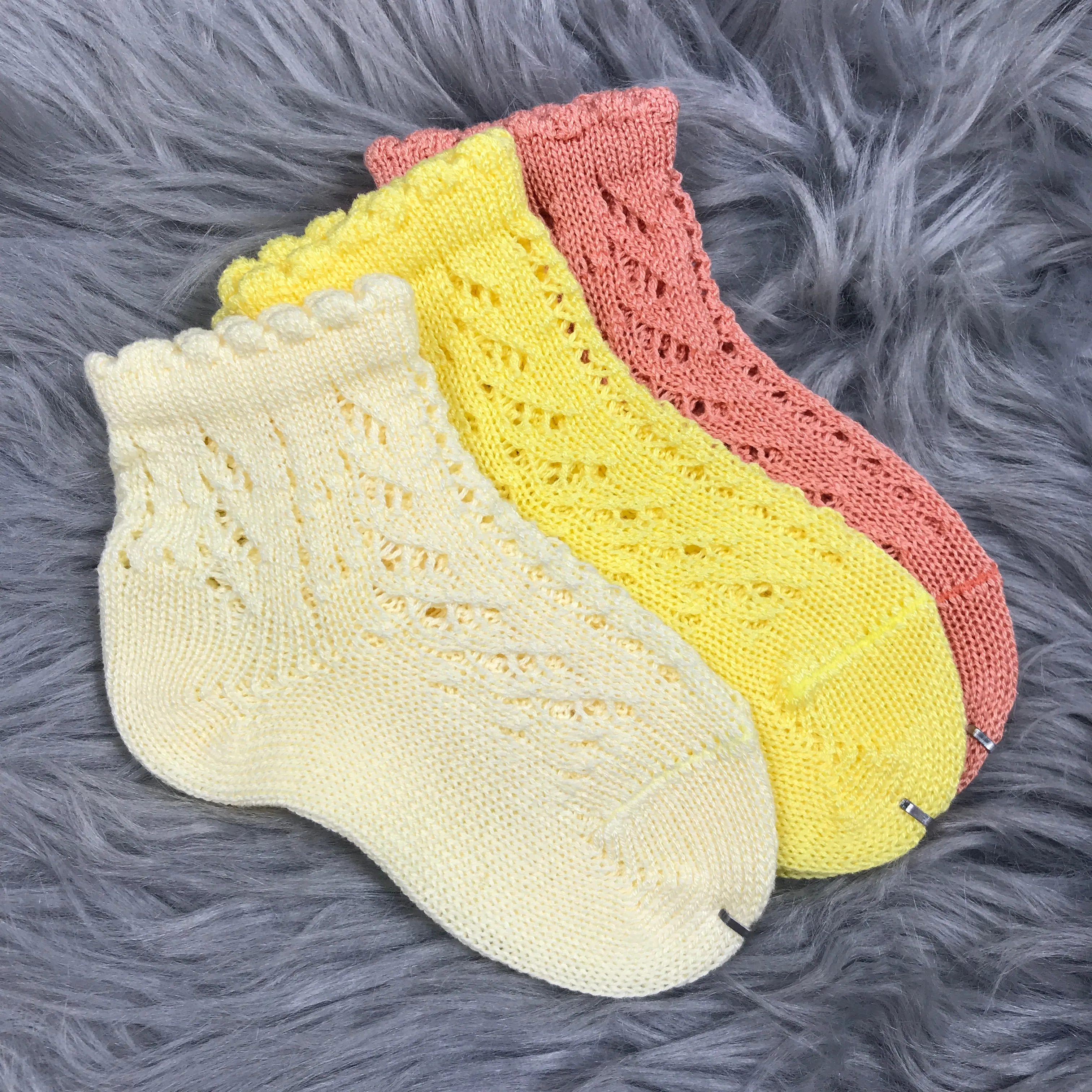 Ankle High White Open Weave Spanish Socks