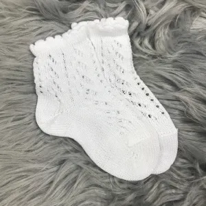 Ankle High White Open Weave Spanish Socks