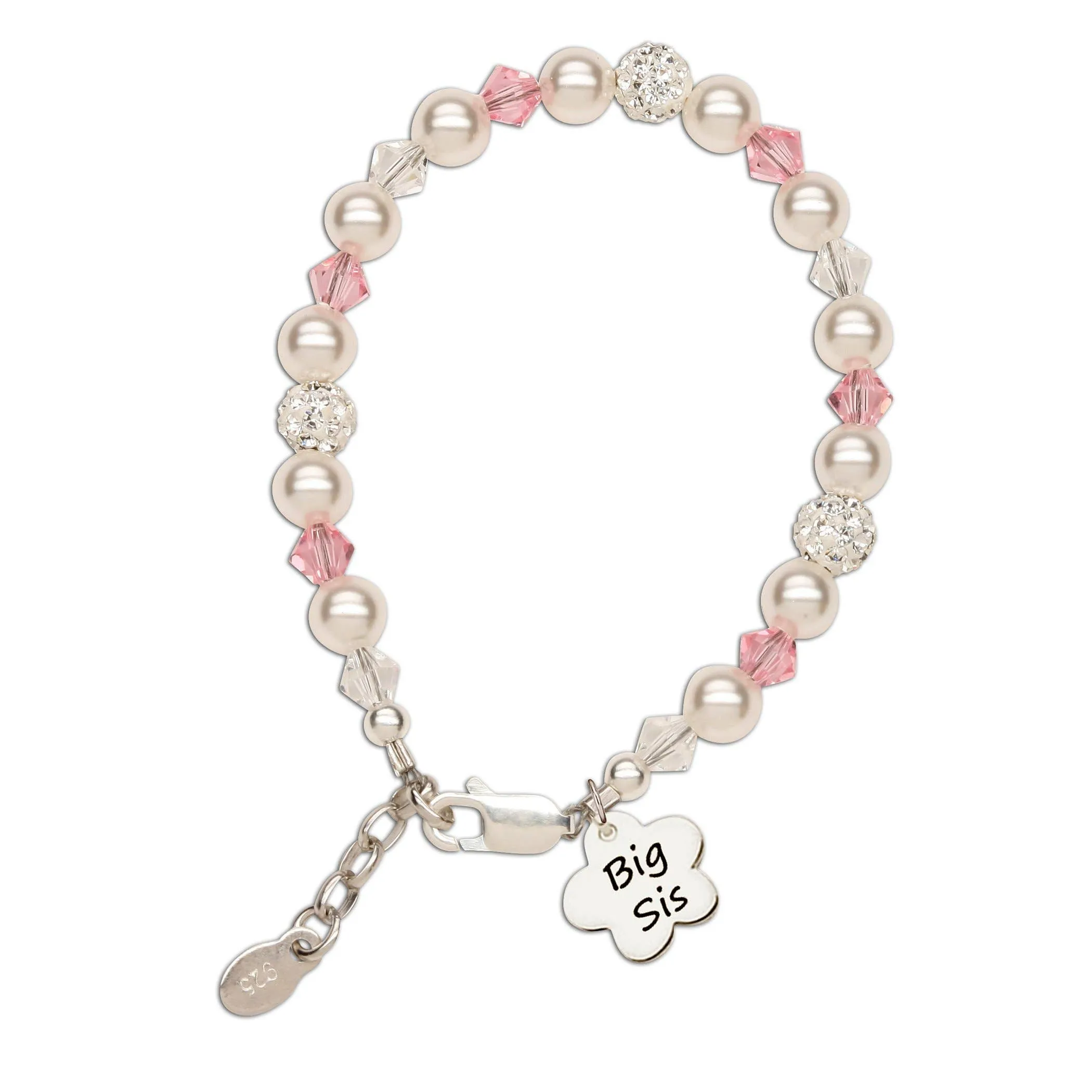 Big Sis (Flower) Sterling Silver Big Sister Child's Bracelet
