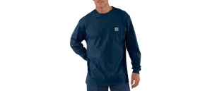 Carhartt Mens Navy Loosefit Heavyweight LS Pocket Tshirt