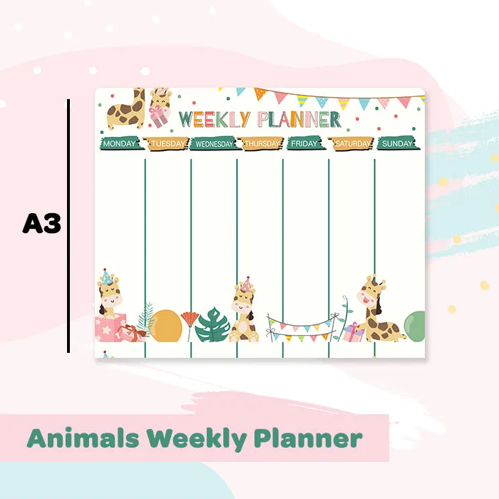 Kids Weekly Planner Animals Wall Sticker