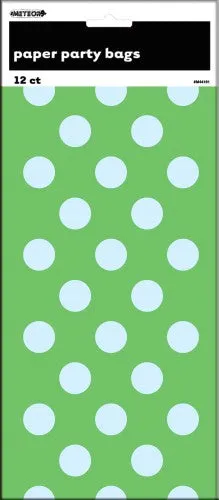 Lime Green Dots Paper Bag 26cm x 14cm 12pk