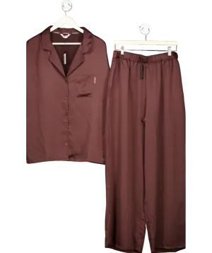 Lounge Underwear Brown Satin Pyjama Set UK L