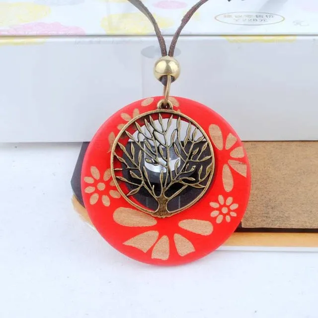 Maxi necklace Vintage necklaces pendants Women Jewelry Fashion choker necklace Alloy Life Tree Wooden Pendant Necklace Wood