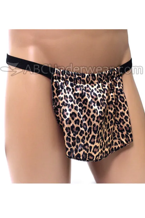 Mens Leopard Silk Loincloth G-String