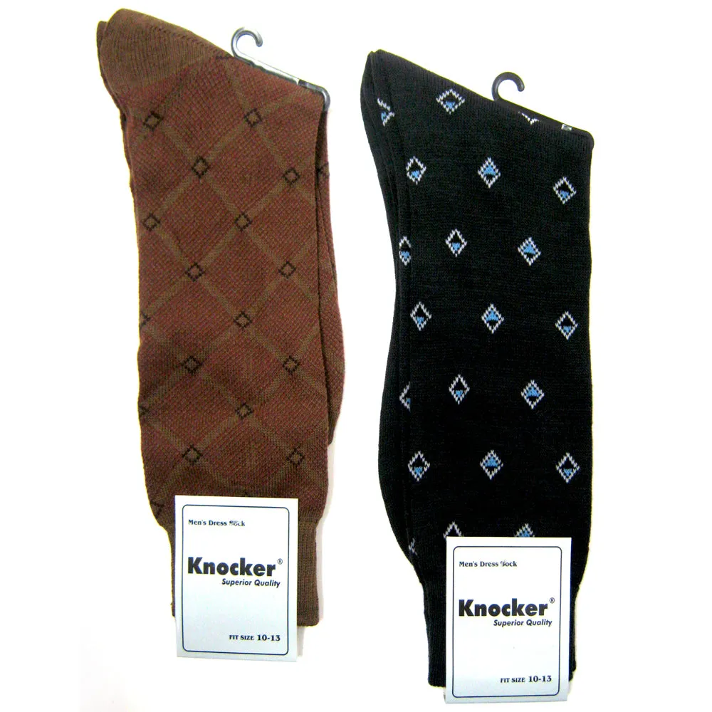 Men's Patterned Dress Socks 6 Pairs Business Dress Socks 100% Polyester Quarter