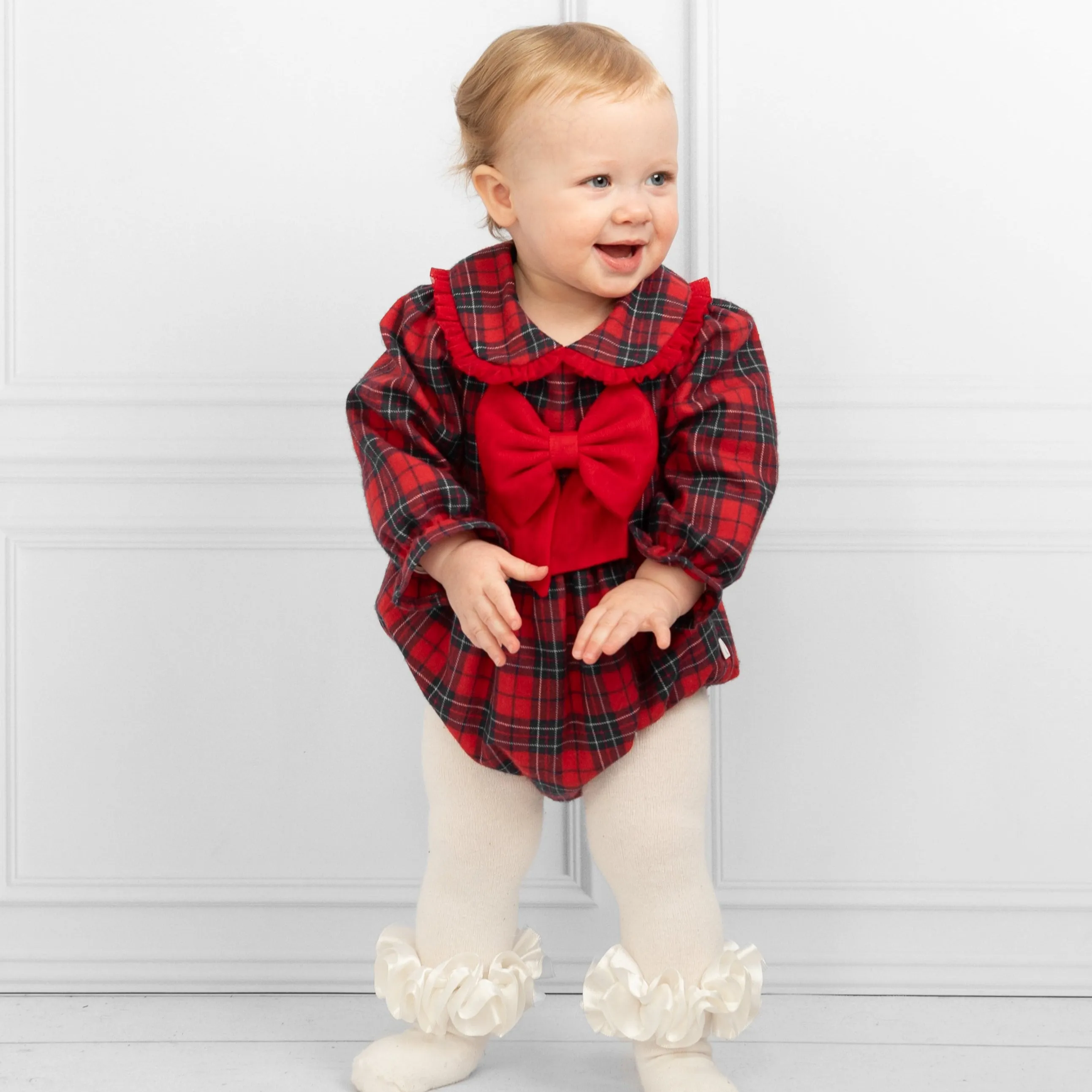 Red & Navy Tartan Romper