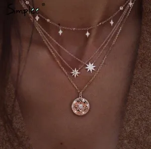 Simplee Pendant necklace golden chain necklace Women
