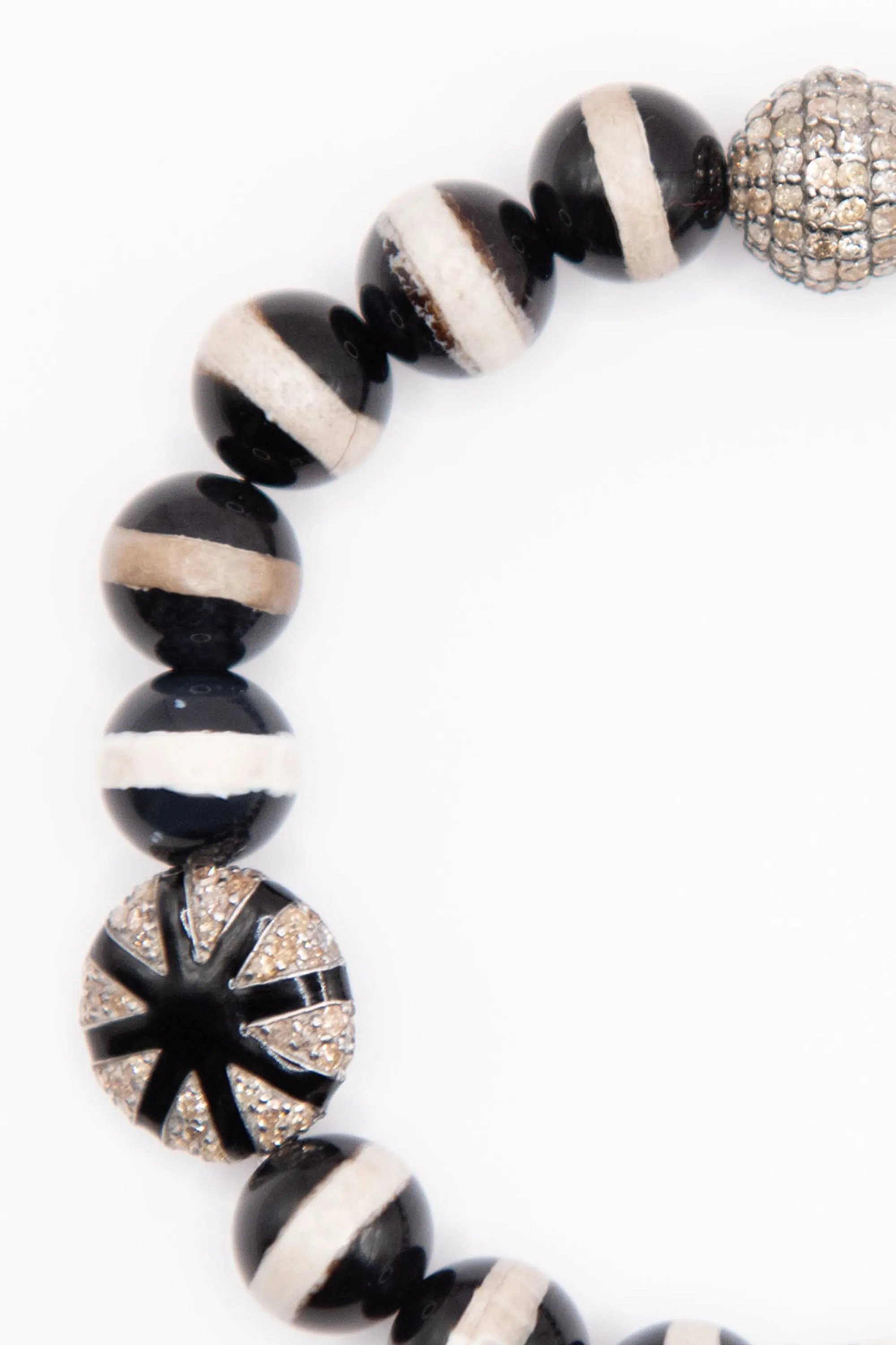Stripe Beaded Bracelet, Black Agate
