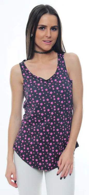 Womens Pink Stars Tank Top